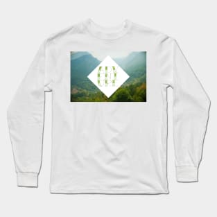Mountain view and word Adventure made with tattoo font Long Sleeve T-Shirt